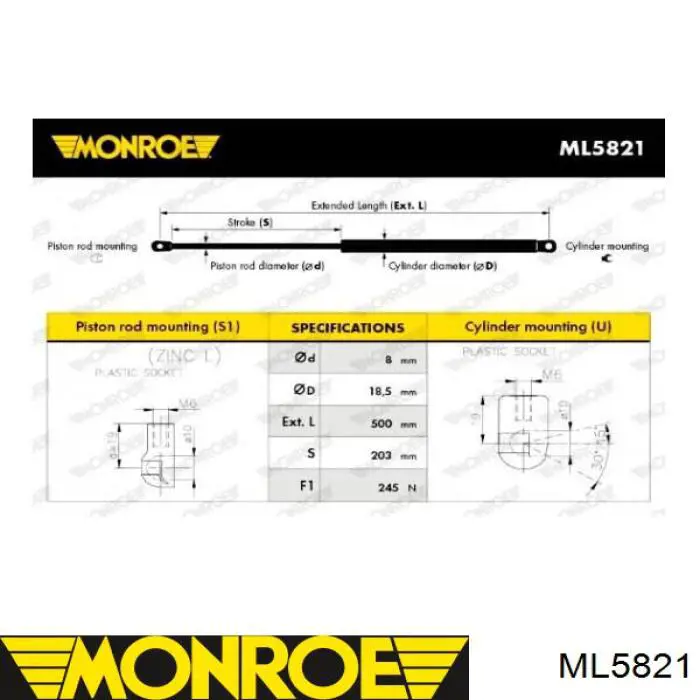 Comprar 46432 Metalcaucho Amortiguador de puerta trasera