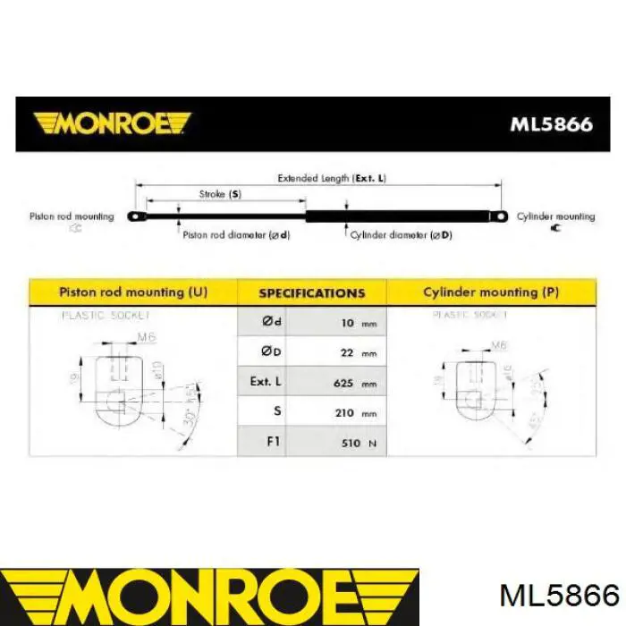 ML5866 Monroe amortiguador maletero