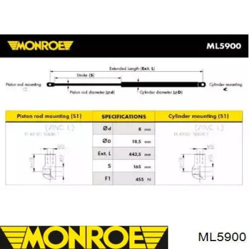 ML5900 Monroe amortiguador maletero