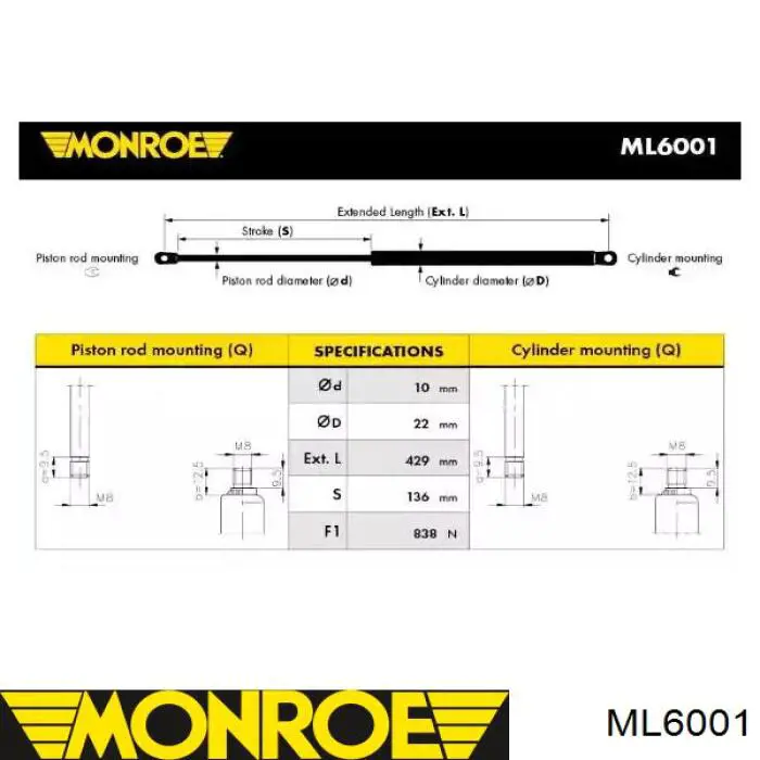 ML6001 Monroe Amortiguador de porton