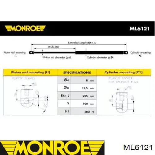 2770AB Polcar amortiguador de maletero