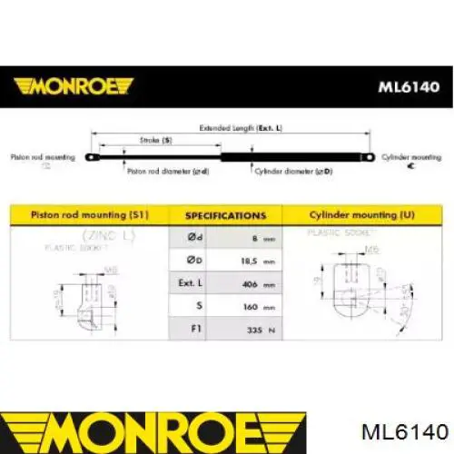 Comprar 96507773 General Motors Amortiguador de puerta trasera