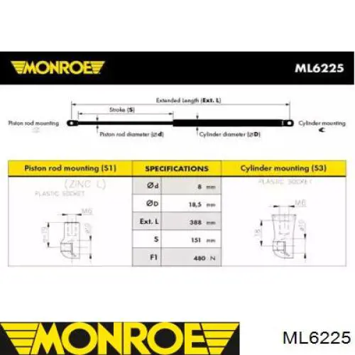 ML6225 Monroe amortiguador maletero