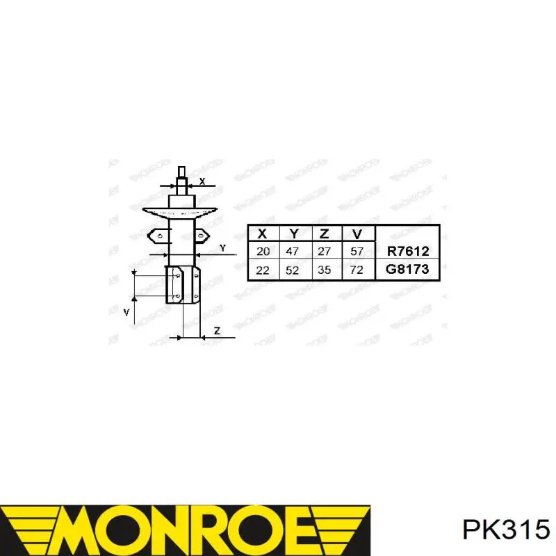 Comprar PK315 Monroe Tope de amortiguador delantero con guardapolvo
