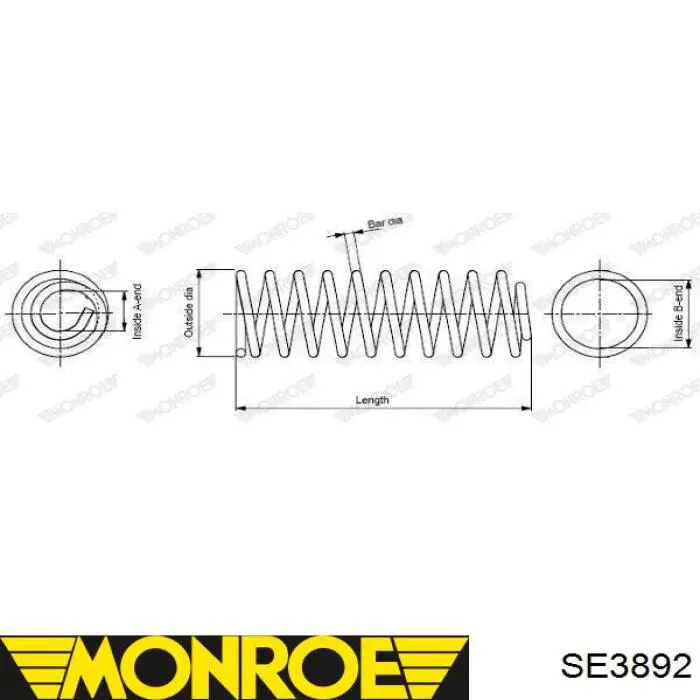 SE3892 Monroe muelle de suspensión eje delantero
