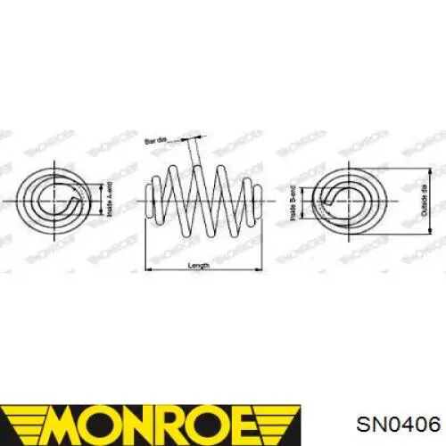 SN0406 Monroe muelle de suspensión eje trasero