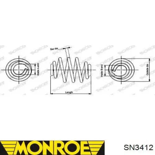 SN3412 Monroe muelle de suspensión eje trasero