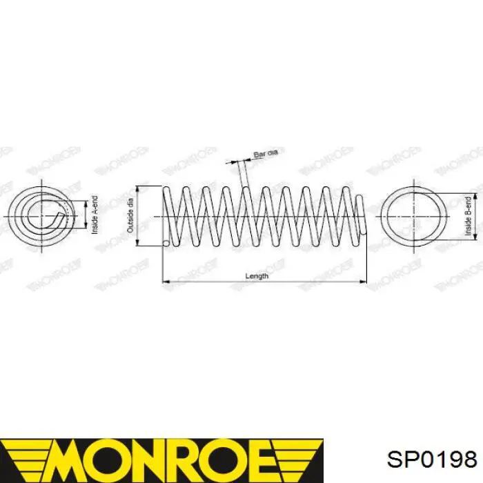 SP0198 Monroe muelle de suspensión eje delantero