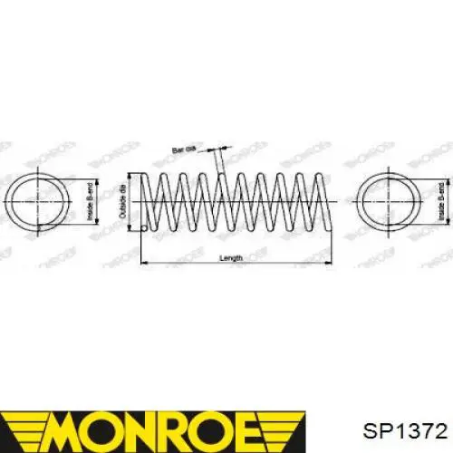 SP1372 Monroe muelle de suspensión eje trasero