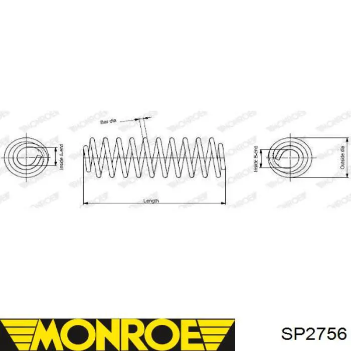 SP2756 Monroe muelle de suspensión eje delantero