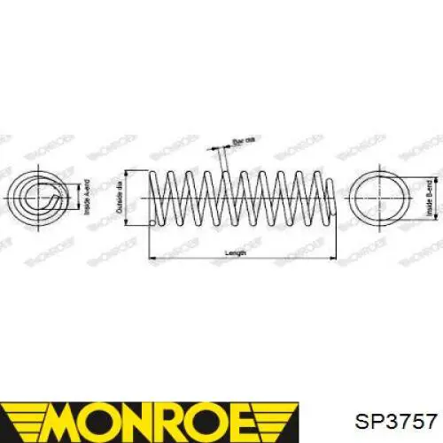SP3757 Monroe muelle de suspensión eje delantero