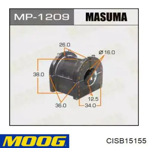 Buje de barra estabilizadora trasera CISB15155 Moog