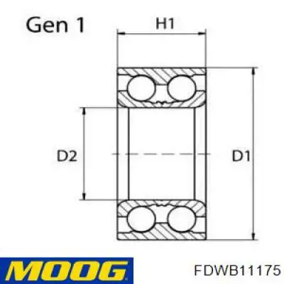 Cojinete de rueda delantero FDWB11175 Moog