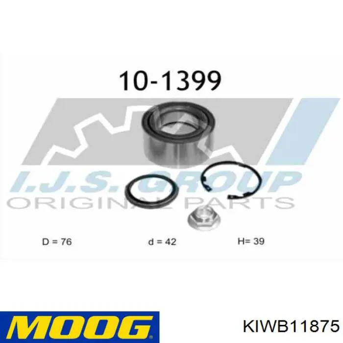 KIWB11875 Moog cojinete de rueda delantero