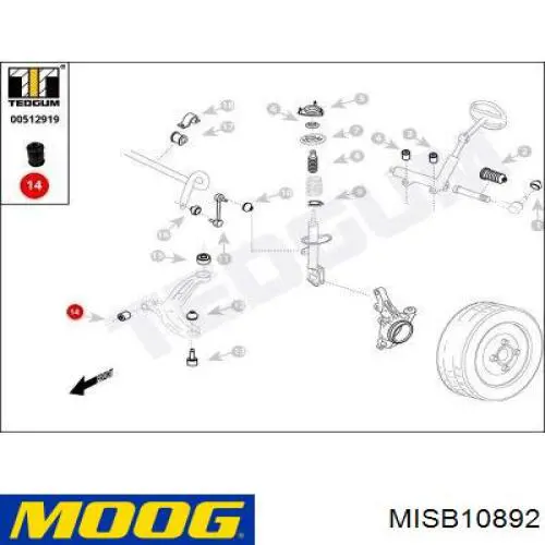 Silentblock del brazo de suspensión MISB10892 Moog