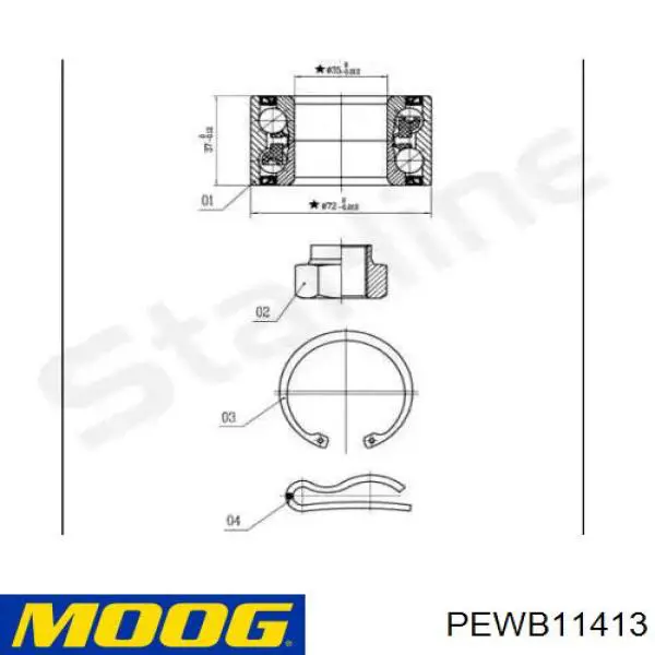 PEWB11413 Moog Rodamiento de rueda trasera