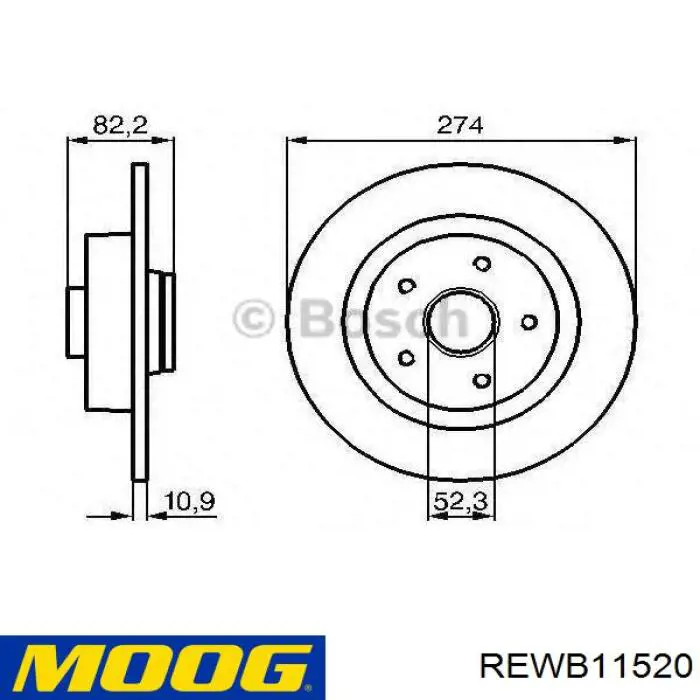 Disco de freno trasero Moog REWB11520 precio, desde 93,30 EUR