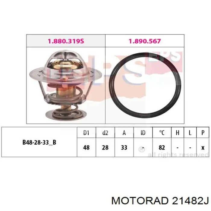 214-82J Motorad termostato, refrigerante