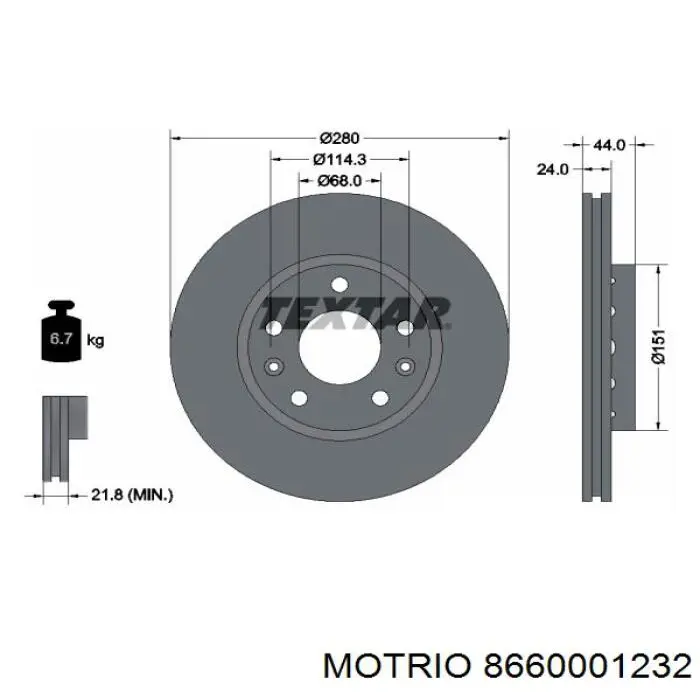 8660001232 Motrio freno de disco delantero