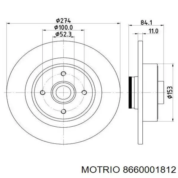 8660001812 Motrio disco de freno trasero