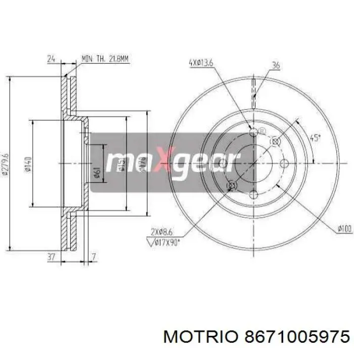 8671005975 Motrio freno de disco delantero