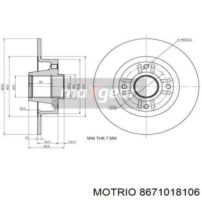 Disco de freno trasero Alfa Romeo 33 905