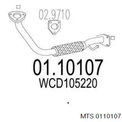 01.10107 MTS tubo de admisión del silenciador de escape delantero