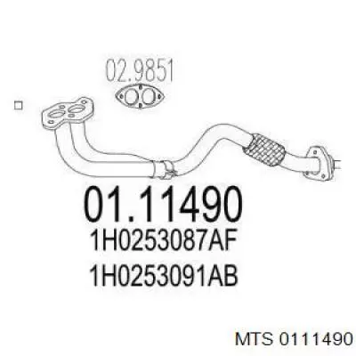 Comprar 1H0253087AF VAG Tubo de admisión del silenciador de escape delantero