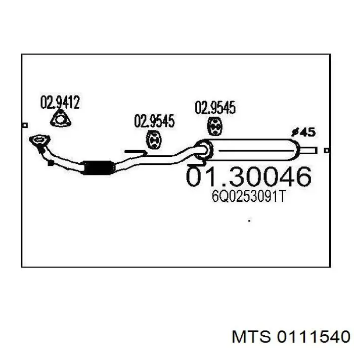 Silenciador, sección delantera Mercedes Sprinter 3-T (903)