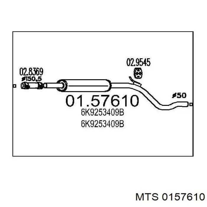 0157610 MTS silenciador del medio