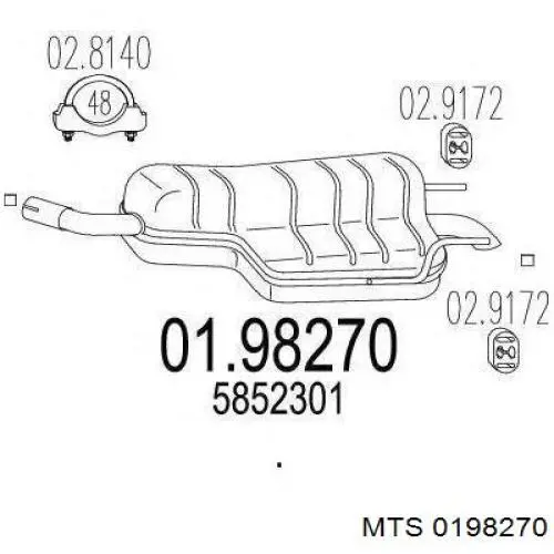 Silenciador trasero MTS 0198270 precio, desde 100,60 EUR