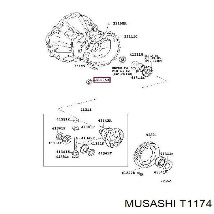 T1174 Musashi Retén del eje primario de la transmisión