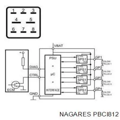 PBCI812 Nagares relé de bujía de precalentamiento