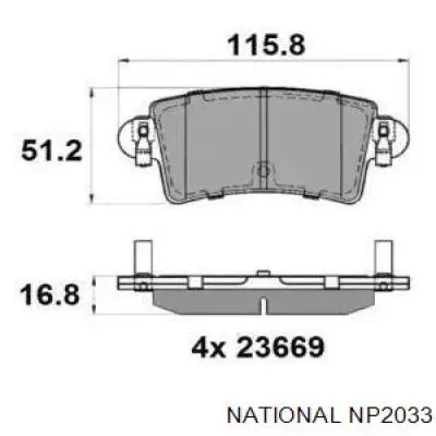 NP2033 National pastillas de freno traseras