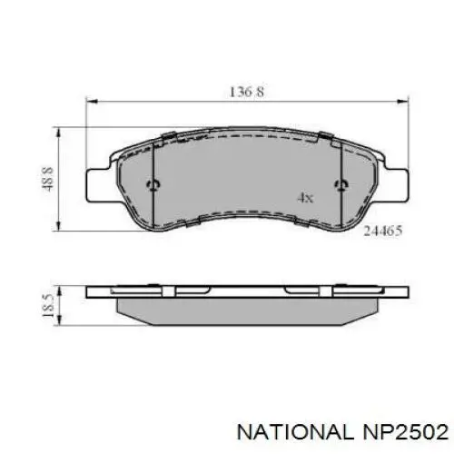 NP2502 National pastillas de freno traseras