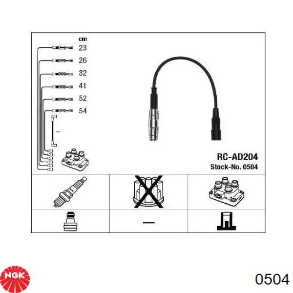 0504 NGK Cables de alta tensión, juego