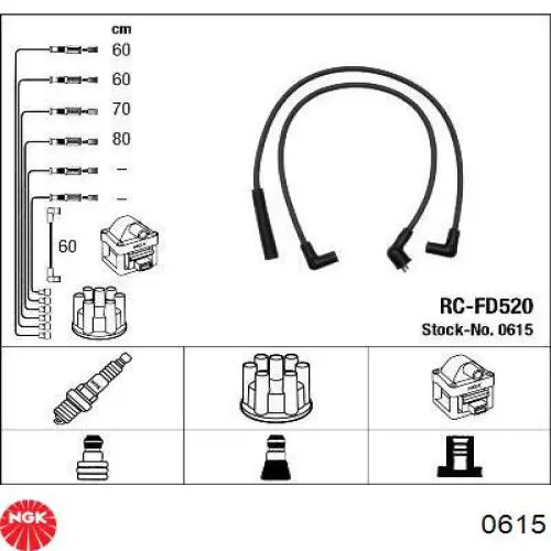0615 NGK cables de bujías