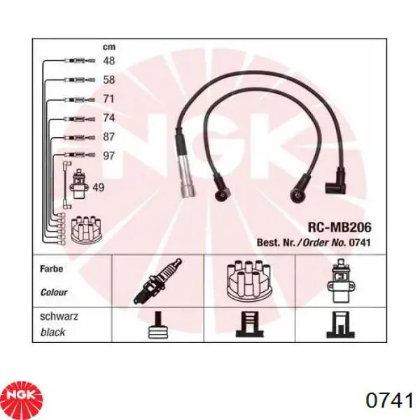 0741 NGK juego de cables de encendido