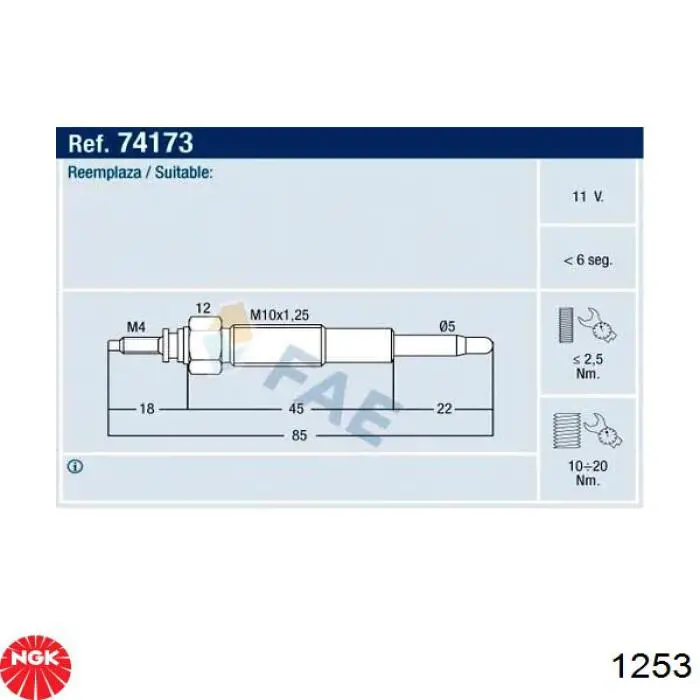 Bujías incandescentes NGK 1253 precio, desde 8,30 EUR