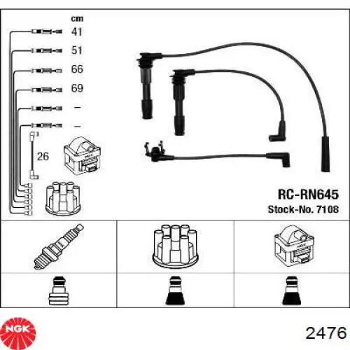 2476 NGK juego de cables de encendido