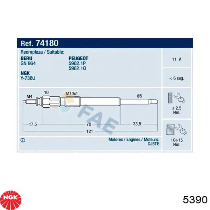 Bujía de precalentamiento para Mercedes Sprinter 906