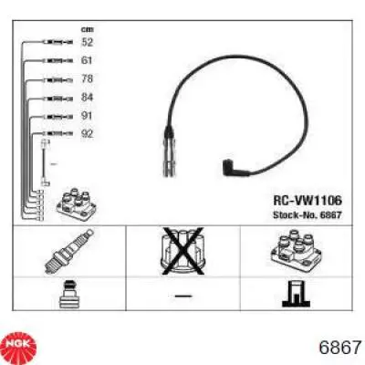 6867 NGK Cables de alta tensión, juego