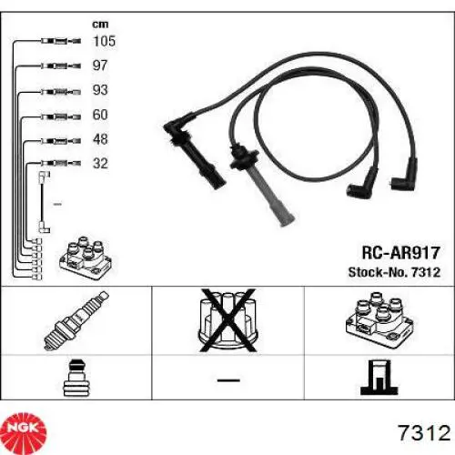 RC-AR917 NGK juego de cables de encendido