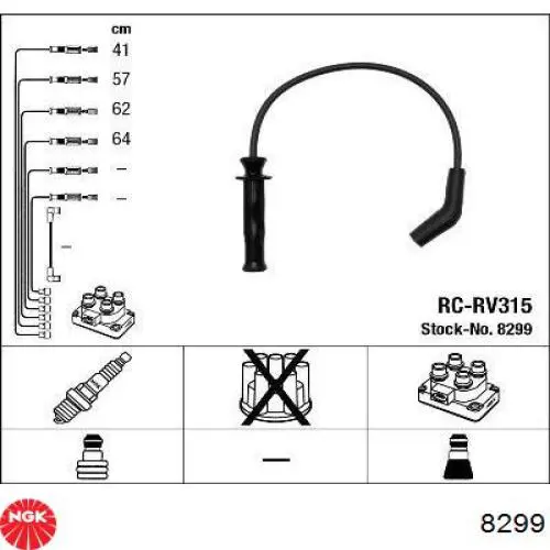 RC-RV315 NGK cables de bujías