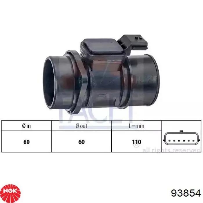 Medidor de flujo de aire NGK 93854 precio, desde 116,85 EUR