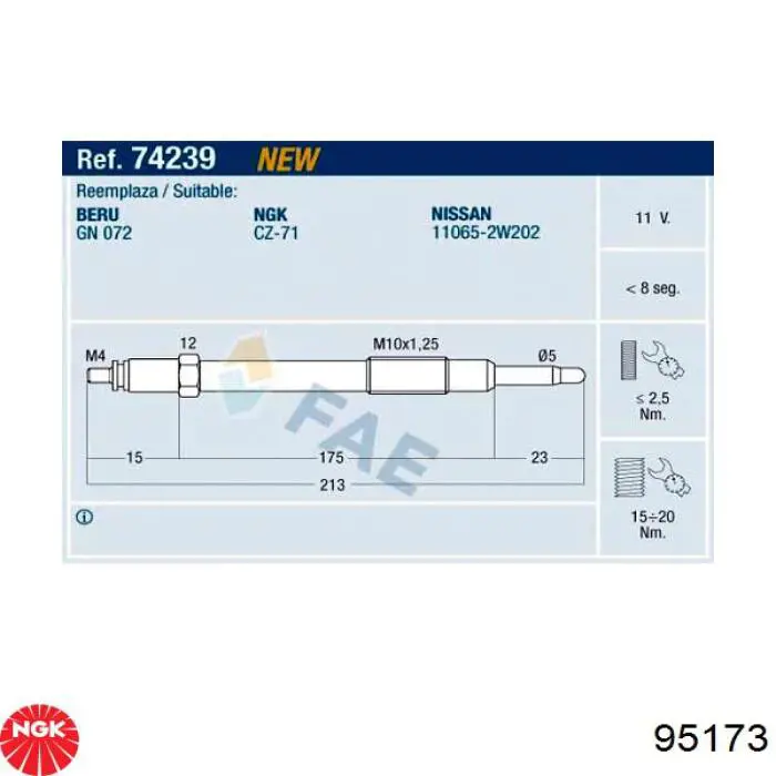 Bujías incandescentes NGK 95173 precio, desde 61,15 EUR