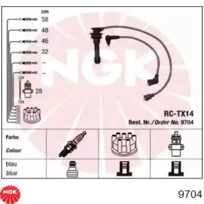 9704 NGK Cables de alta tensión, juego