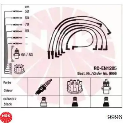 9996 NGK Cables de alta tensión, juego