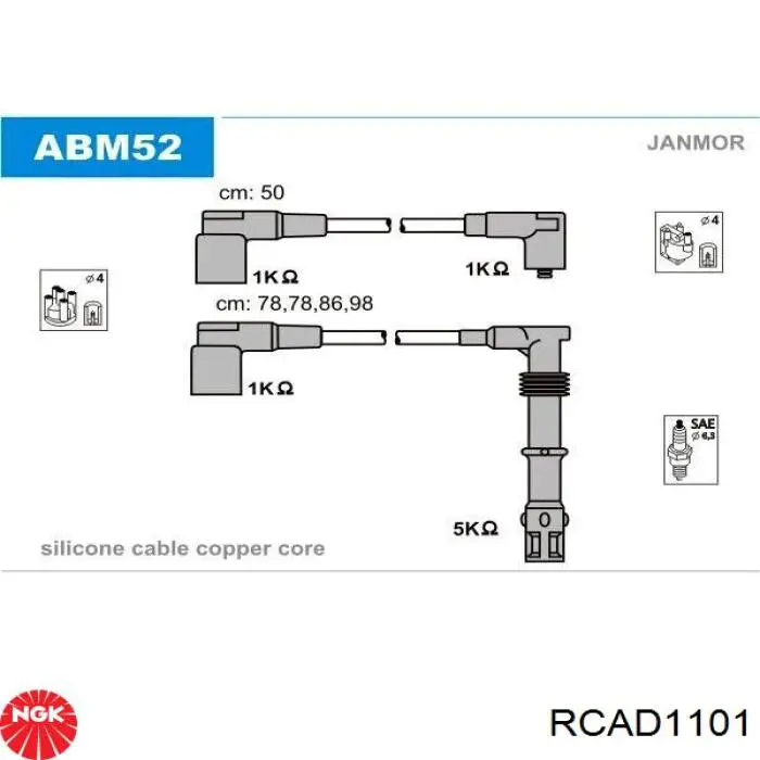 RC-AD1101 NGK juego de cables de encendido