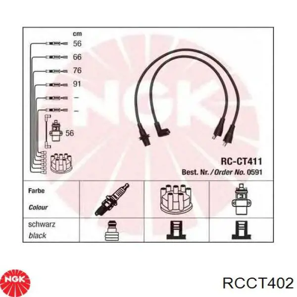 RC-CT402 NGK juego de cables de encendido